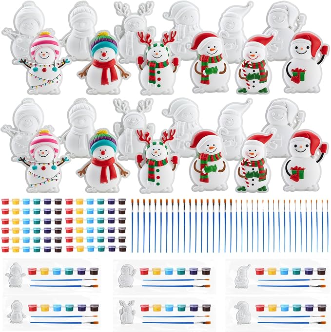 Foilswirl 24 Set Snowman Ceramic to Paint, Christmas DIY Painting Kit Kids - skull painting