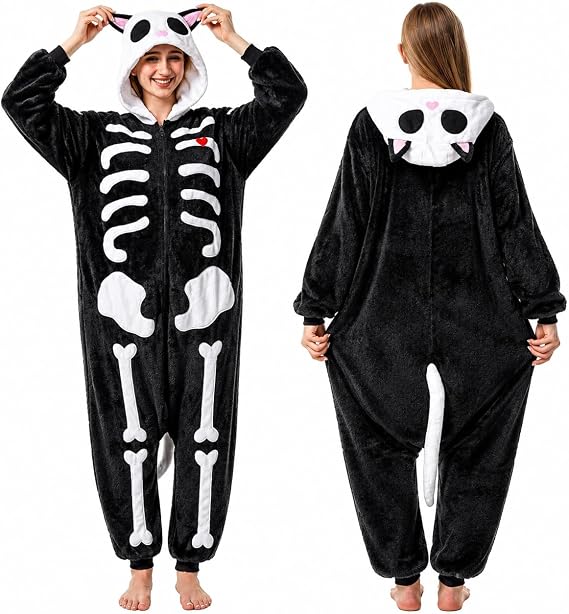 LiuSuper Animal Pajamas for Adults, Unisex Costume Set (Multiple Styles) - skull pajamas