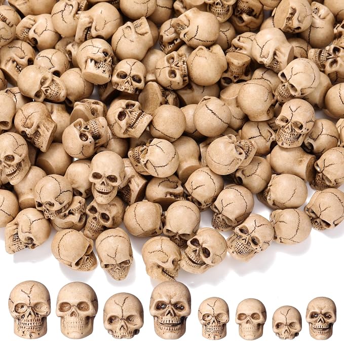 Civaner 40 Pcs Mini Skulls Resin Skeleton Heads Halloween Bulk Decor - skull figurine