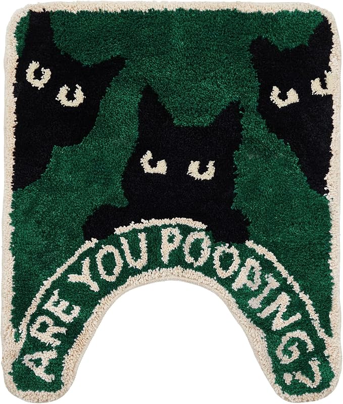 Drydiet U Shaped Toilet Rug Washable Cute Bath Mat 24×20,Black Cat