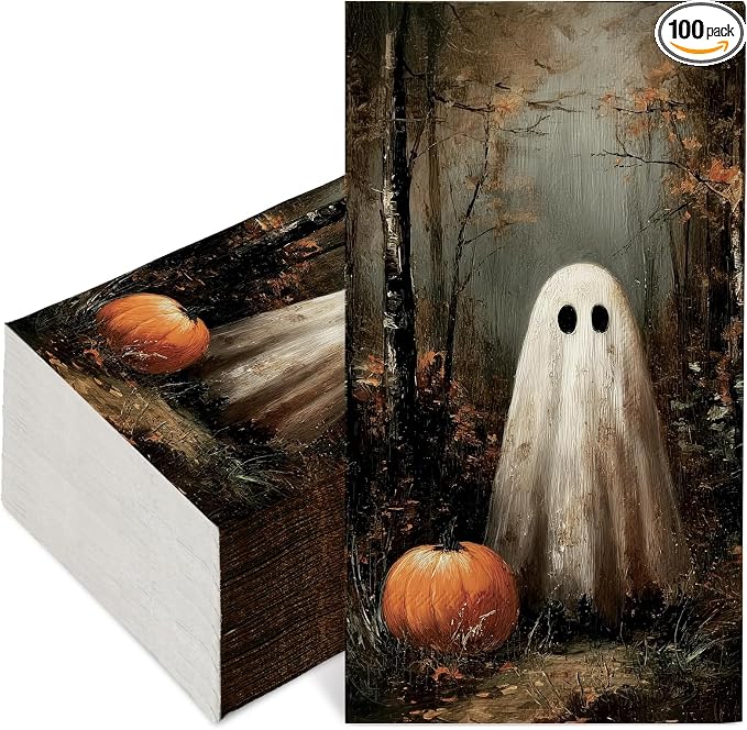 JarThenaAMCS 100 Pcs Halloween Vintage Guest Napkins Ghost Pumpkin in Dark Forest Disposable Napkins Dinner Hand Paper Napkin for Bathroom Fall Trick or Treat Party Table Supplies - skull toilet paper