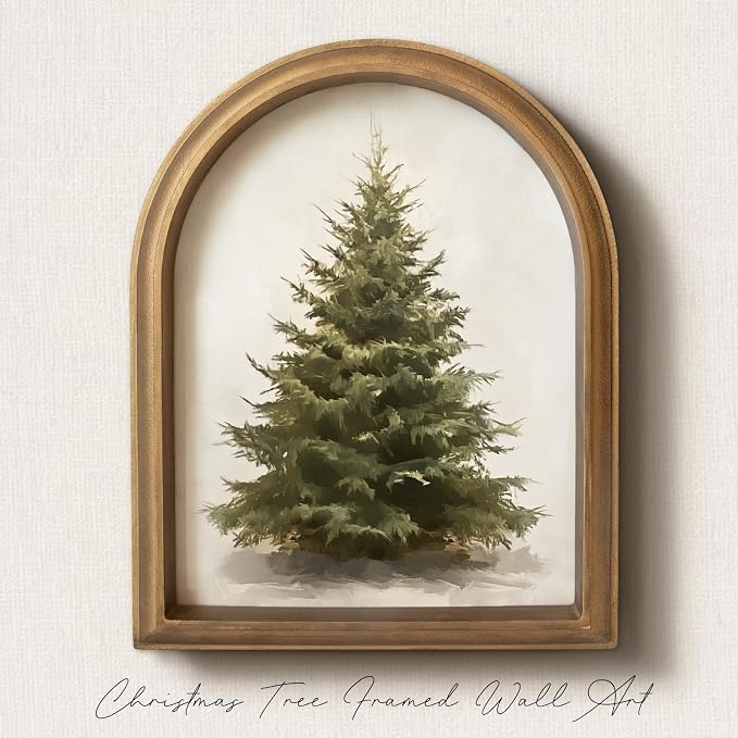 Christmas Decorations - 11" x 13.8" Christmas Tree Framed Wall Art - skull painting