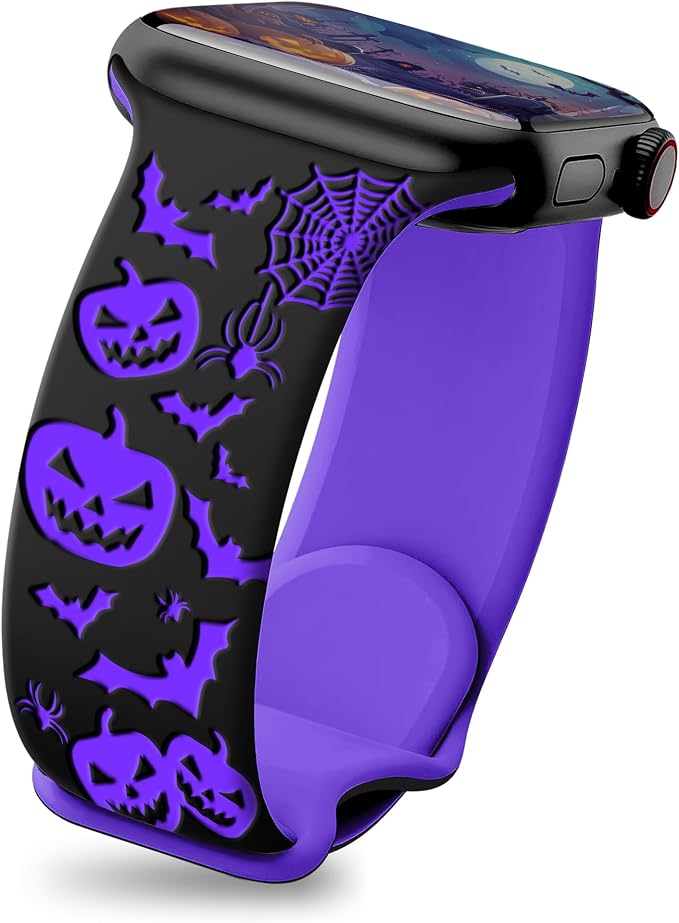 wipalor Fall Halloween Watch Bands for Apple Watch Bands for Women Men - skull watch