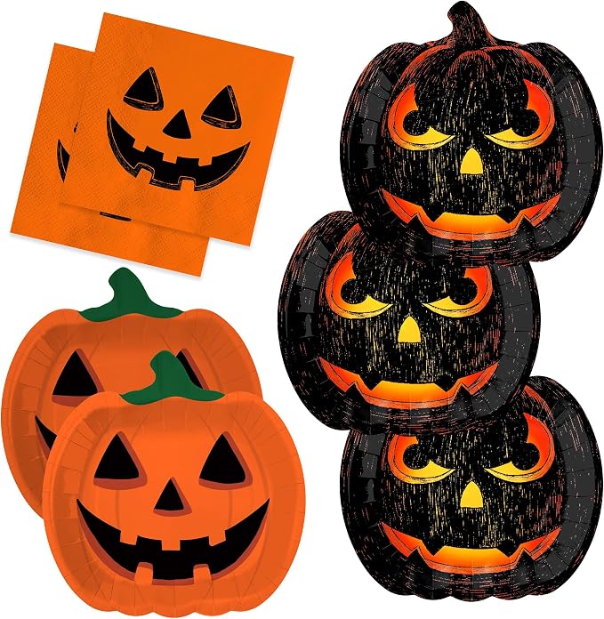 100pcs Halloween Paper Plates Napkins Halloween Party Supplies - skull plate