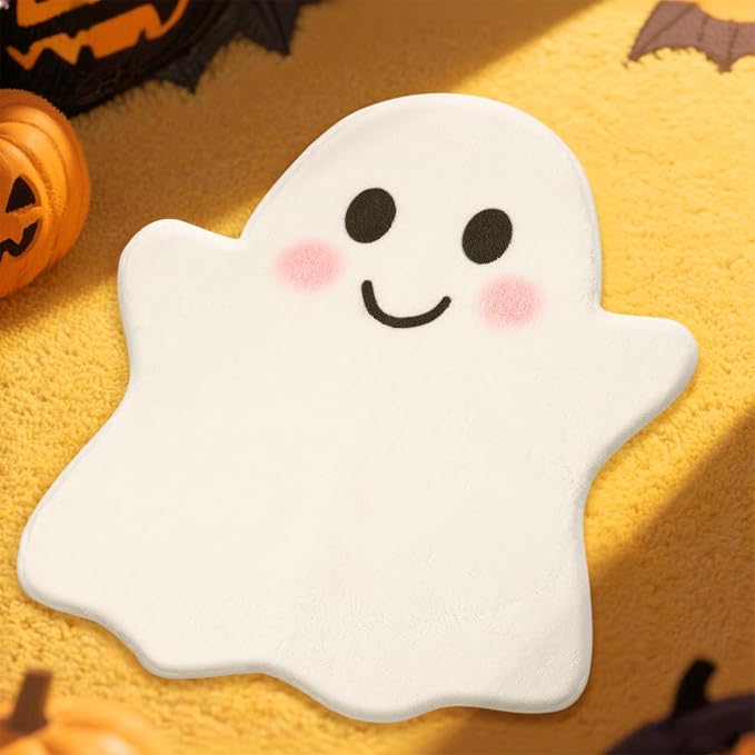 JarThenaAMCS Halloween Rug Mat, Ghost Shape - skull toilet mat