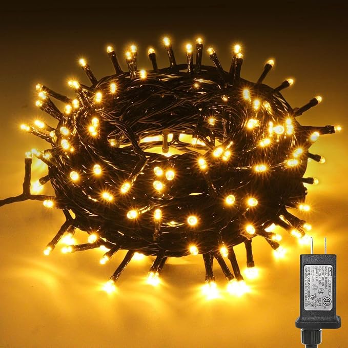JTSIOV Christmas Tree Lights, 65FT/20M 200 LED Christmas Lights Plug in, 8 Modes Waterproof Outdoor Lights Indoor, Memory Function, Connectable String Lights for Party, Patio, Wedding (Warm White) - string light