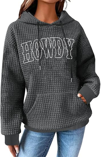 SUPEYA Western Sweatshirts for Women Cow Skull Western Hoodies Cowgirl Country Concert Outfits Waffle Knit Howdy Pullover Top - skull hoodie