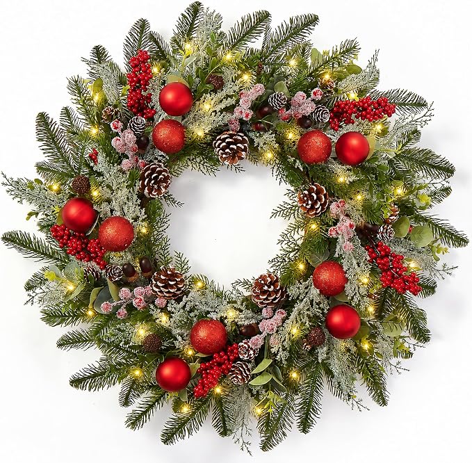 24 Inch Christmas Wreaths for Front Door-Pine Artificial Christmas Wreath