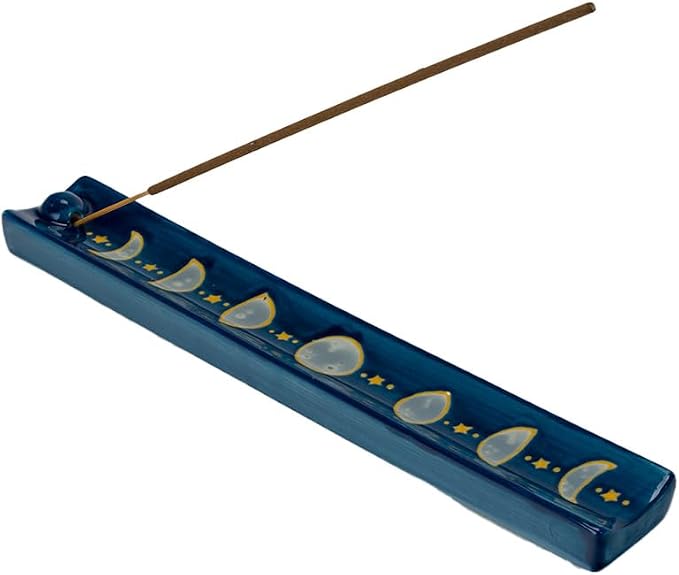 Pacific Giftware Moon Phase Ceramic Incense Burner with Celestial Design Ideal for Meditation Aromatherapy and Home Decor Display 10" Long - skull incense burner