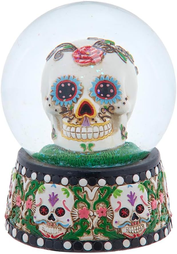 Kurt Adler 100MM Day of the Dead Water Globe - skull figurine
