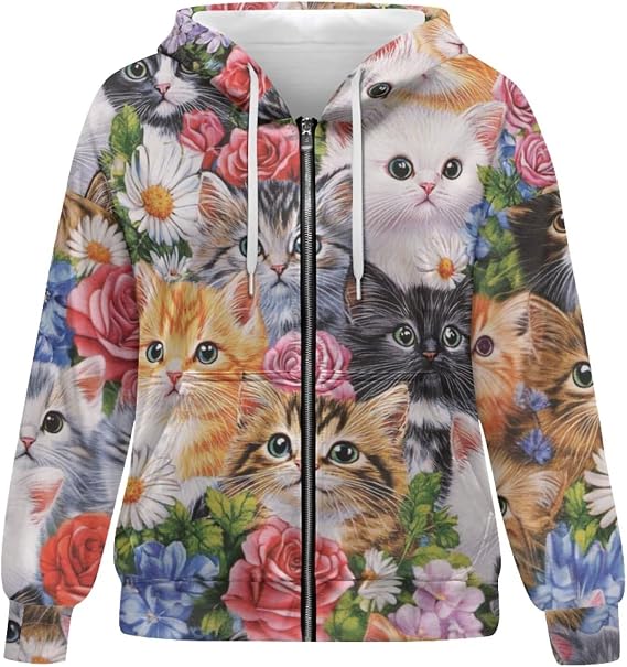 Showudesigns Zip Up Jackets for Women y2K Hooded Sweatshirt Long Sleeve Hoodies XS-4XL - skull jacket