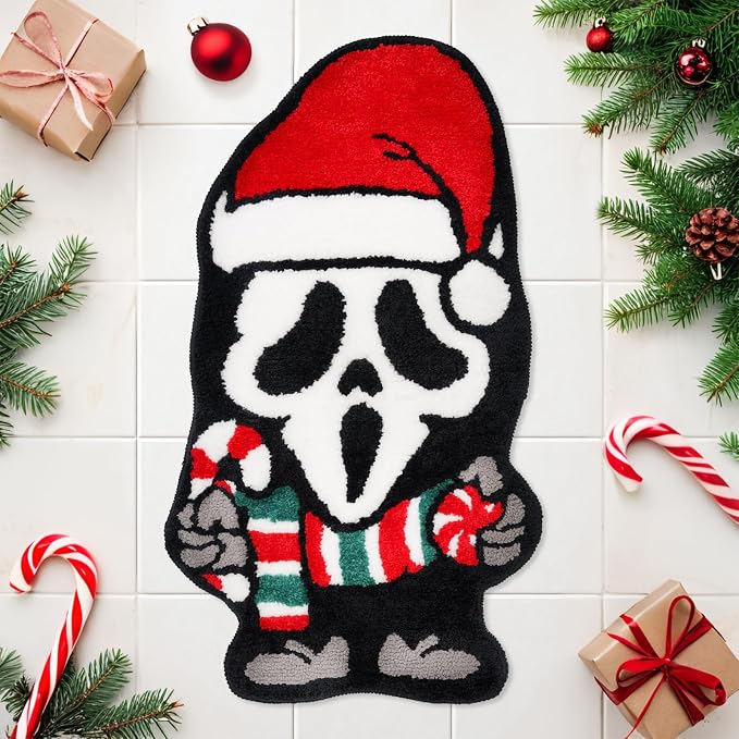 GAGEC Christmas Rug Ghost Halloween Spooky Bathroom Rugs Gothic Decorative Bath Doormat Entrance Rug Tub Home Living Room Bath Mat Floor Door Mat Decoration Indoor Outdoor 19.7 x 35.4 Inch - skeleton