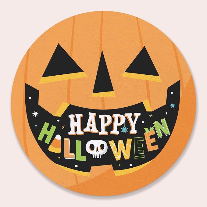 Big Dot of Happiness 25 Ct Jack-O'-Lantern Happy Halloween Drink Coasters, 4-Inch Disposable Round Paper Coasters for Kids Halloween Party, Orange Pumpkin Cup Mats for Table Beverages - skull coaster