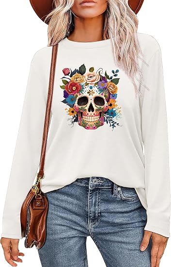 Dia De Los Muertos Shirt Women Day of The Dead Tshirts Sugar Skull Tees - skull tank tops