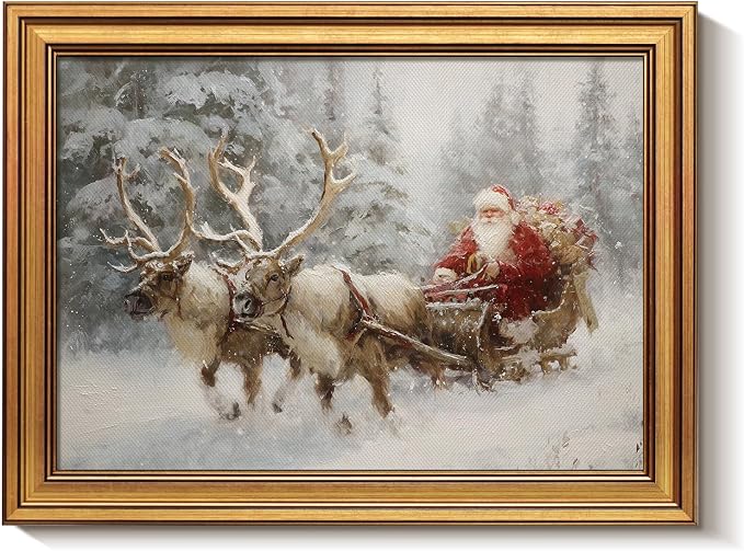 Bzstyleart Framed Vintage Christmas Wall Art for Bedroom, 12x16 Inch - skull wall art