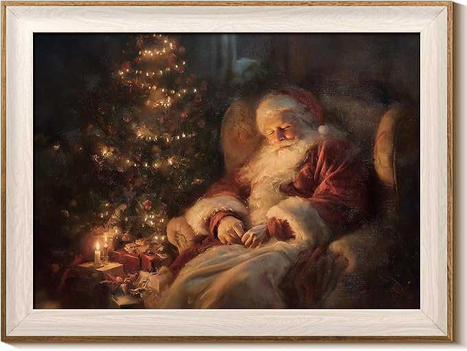 InSimSea Christmas Decor Framed Wall Art Santa Claus and Christmas Tree Canvas Painting Pictures Room Aesthetic Vintage Rustic Holiday Home Decor Xmas Gifts for Living Room Bedroom Bathroom 12L x 16W - skull wall art