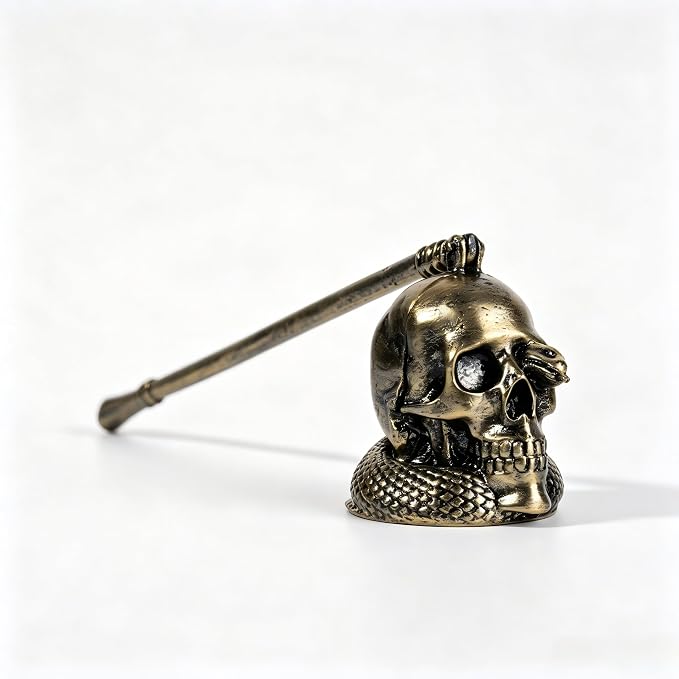 We Moment Candle Snuffer, Candle Snuffer Extinguisher with Long Handle,Retro Style Wick Flame Snuffer for Putting Out Candle Flame Safely,Skull Candle Snuffers Accessory for Candle Lovers - skull candle