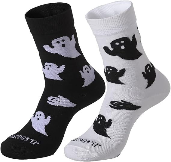 SherryDC Men's Halloween Pumpkins Bats Novelty Fun Crew Length Casual Dress Socks 2-Pack - sugar skull costume