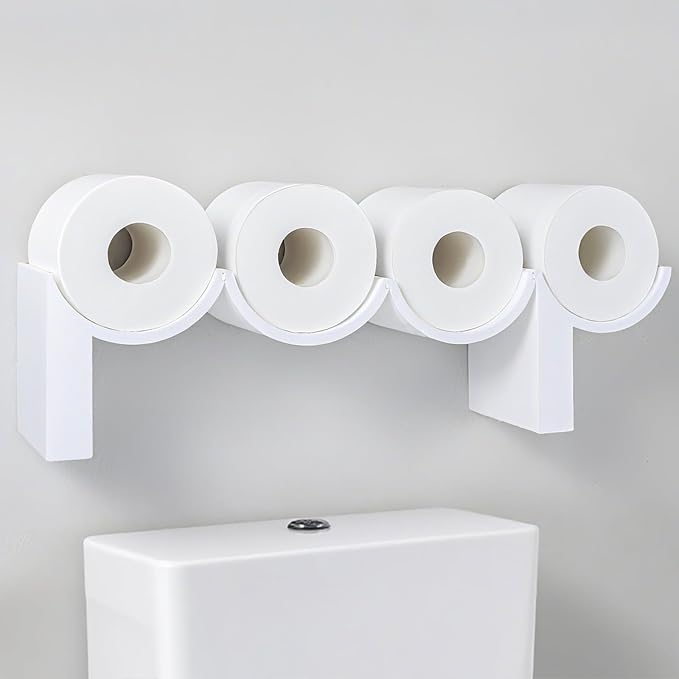 Poop Toilet Paper Holder, Funny Tissue Roll Shelf for Organizer & Storage TP, 3D Printed Wall-Mount Bathroom Decor & Accessories, Unique Gag Housewarming Gift, White - skull toilet paper