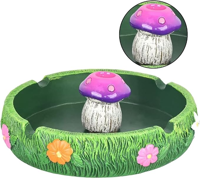 Cute Ash tray Cool Ashtrays for Weed Smokers & Bong Users, Fantastical Mushroom Ashtray Resin Ashtray Decor for Home Office, Ornament Gifts Green - skull ashtray