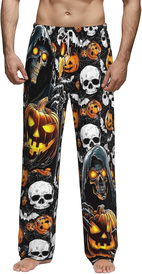 Mens Pajama Pants Soft Lightweight Men's Pajama Bottoms Sleep Lounge Pants For Men With Pockets Drawstring - skull pajamas
