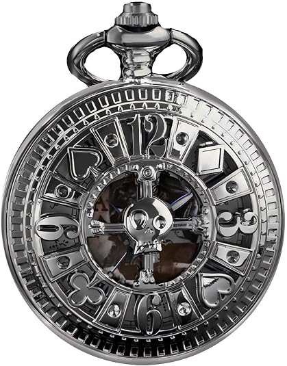 Vintage Pocket Watch, Quartz Pocket Watch with Chain Gift Box for Men Women, Classic Pocket Watches for Father's Day Valentine's Anniversary and Birthday Gifts - skull watch