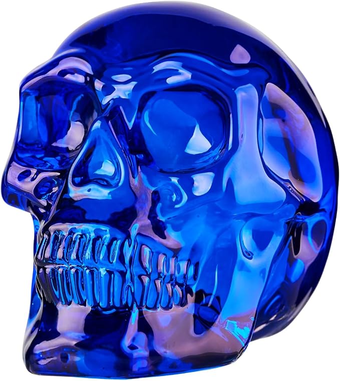Blue Crystal Skull Decor, Halloween Gothic Skeleton Figurine Gift - skull lamp