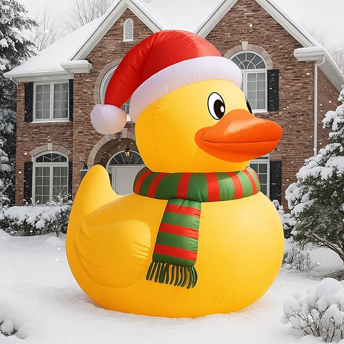 RoundFunny 6ft Christmas Inflatable Duck LED Lights Outdoor Decoration