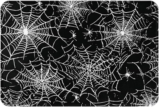Bath Mat for Bathroom Halloween Spider Web Pattern Rugs Shower Mats Memory Foam Rug Non Slip Floor Small Carpet Soft Light Absorbent Washable for Home Hotel Decor 15.7 X 23.6 inch - skull toilet mat