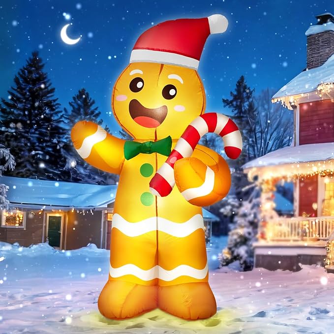 zukakii 5FT Christmas Inflatables Gingerbread Man, Christmas Decoration Outdoor Built-in Bright LED Light Hold Candy Cane Blow Up Yard Decoration Blowups for Indoor Holiday Party Xmas New Year - skull inflatable