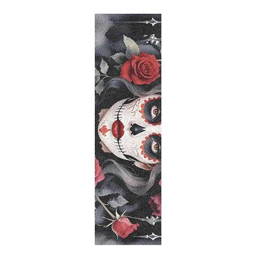 Gothic Style Mexican Sugar Skull Girl Grip Tape Skateboard Design Bubble Free Scooter Accessories 33×9 Inch pegatina para Scooter - skull sticker