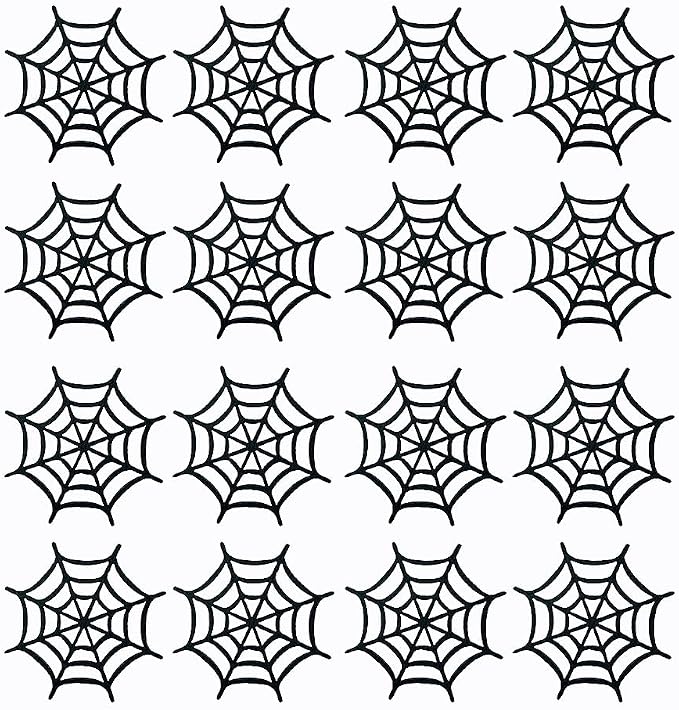 SaktopDeco 16 PCS Black Felt Spider Web Coasters Set Drink Coasters Cup Mat for Holiday Halloween Party Table Decoration - skull coaster