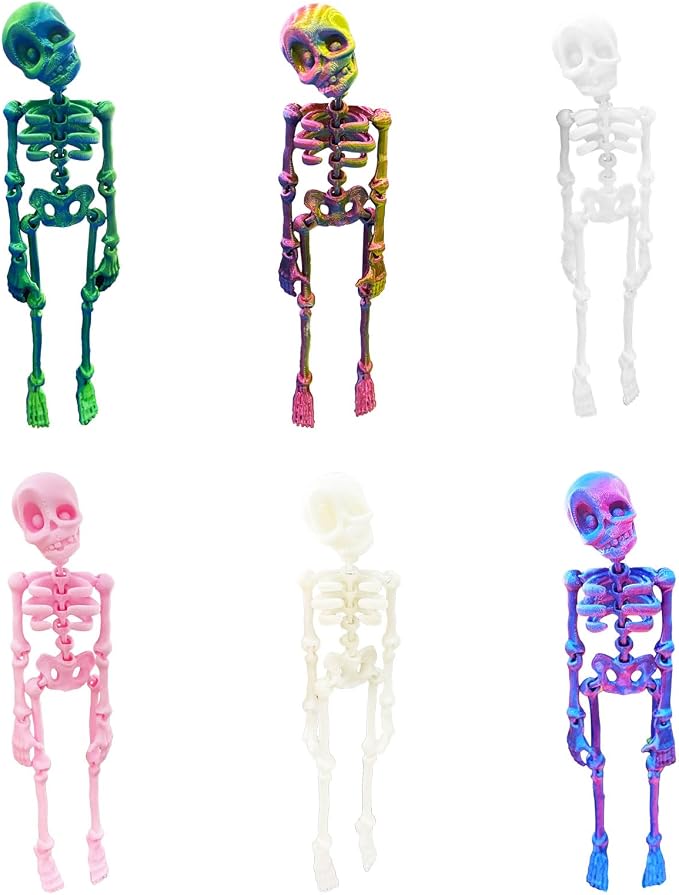 Skeleton Fridge Magnet,Posable Fridge Magnets,Mini Articulated Fridge Magnets – 3D Printed Movable Skeleton Decorations for Christmas, Office, or Locker (6PCS) - skeleton