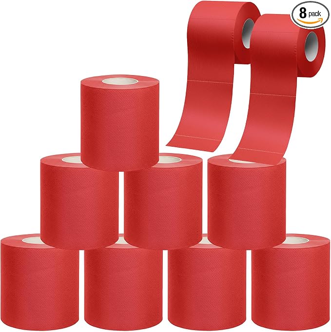 Gilprop 8 Rolls Colored Toilet Paper Multicolor, Red - skull toilet paper
