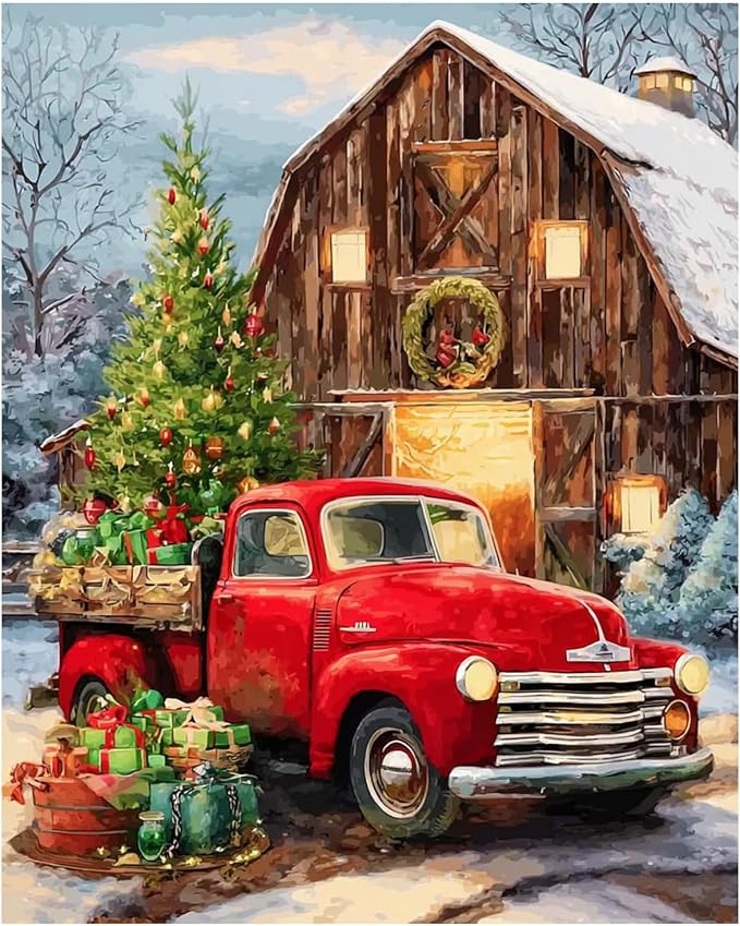 Reivworl Christmas Paint by Numbers Kit for Adults Beginner 16×20 inch - skull painting