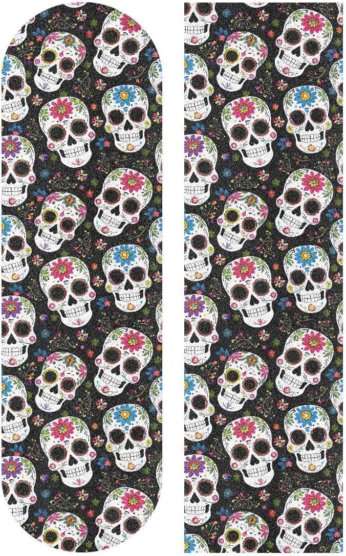 Skull Puttern Skateboard Grip Tape Sheet Scooter Deck Sand Paper 9" x 33" - skull sticker