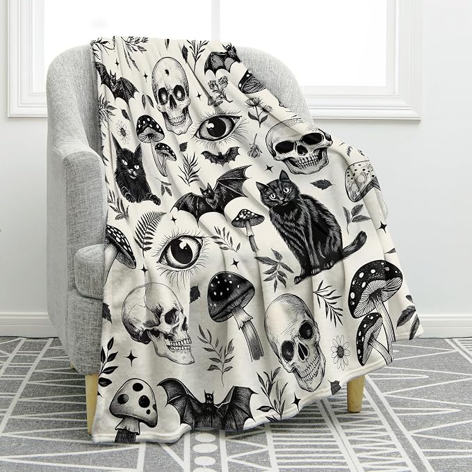 Jekeno Gothic Skull Blanket Halloween Decor Gifts 50″x 60″