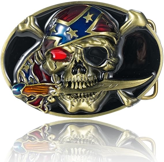 fomissky-sisa Flag Skull Belt Buckle, Western Cowboy Belt Buckles for Men - skull wallet