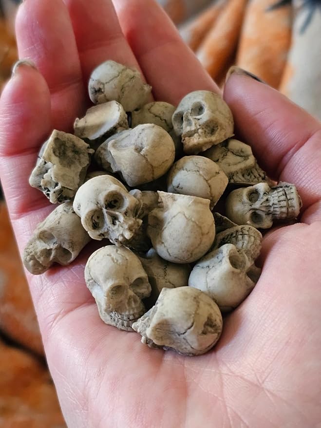 YZHZOM 20pcs mini Resin Skulls, Halloween mini Figures Skull Head Decor Halloween Skeleton Decorations Tiny Skulls Miniatures - skull figurine