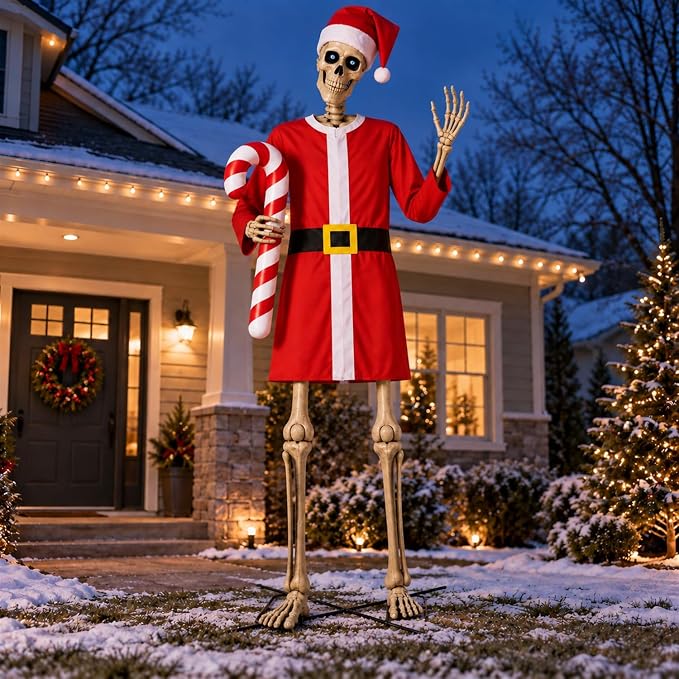 3 Pcs Santa Outfit for 12 Ft Giant Skeleton Christmas Yard Accessories - skeleton