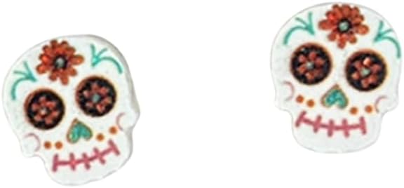 Halloween Mexico Day of The Dead Stud Earrings for Women Cute Glitter Mexico Sugar Skull Tequila Black Cat Stud Earrings Funny Cosplay Festival Jewelry Costume Party Gifts - sugar skull costume