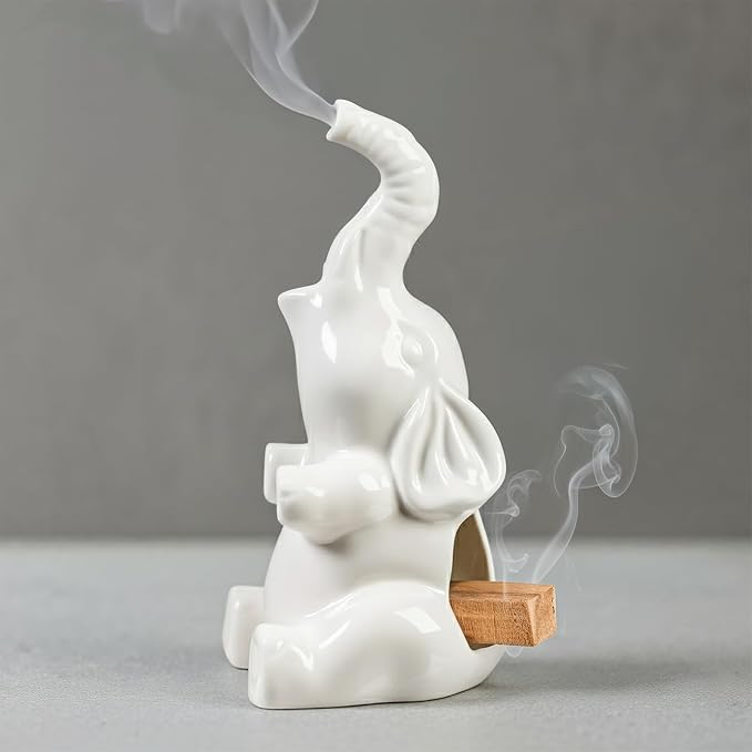 Potiera Small Cute Elephant Incense Holder, Handmade Ceramic Palo Santo and Cone Incense Burner for Meditation Home Decor, Mother's Day Elephant Gifts for Women, Christmas Birthday Gift for Mom Dad - skull incense burner