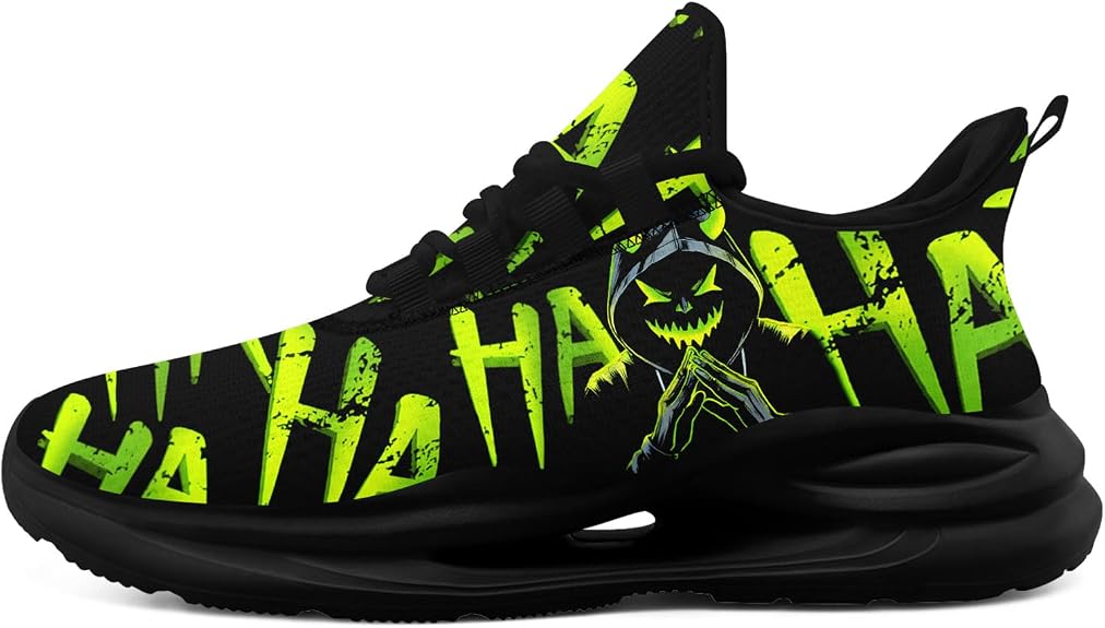 Men's Funky Graffiti Sneakers Splash Mesh Athletic Tennis Shoes with Skull Artwork Lightweight Casual Halloween Running Shoes - sugar skull boots