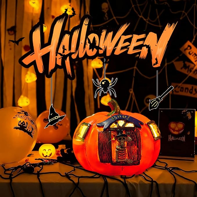 Halloween Pumpkin Lights Lighted Pumpkin House Figurine Jack O Lantern