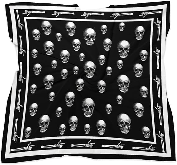 Fashion Silk Scarfs For Women, Fashion Square Satin Head Scarf, Hair Wrap For Sleeping, Bandanas Hand Rolling Edge - sugar skull handbags for sale
