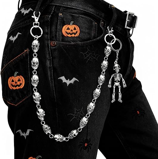 Hysagtek Skull Pants Chain for Men Women Wallet Chain with Skeleton Pendant - skull wallet