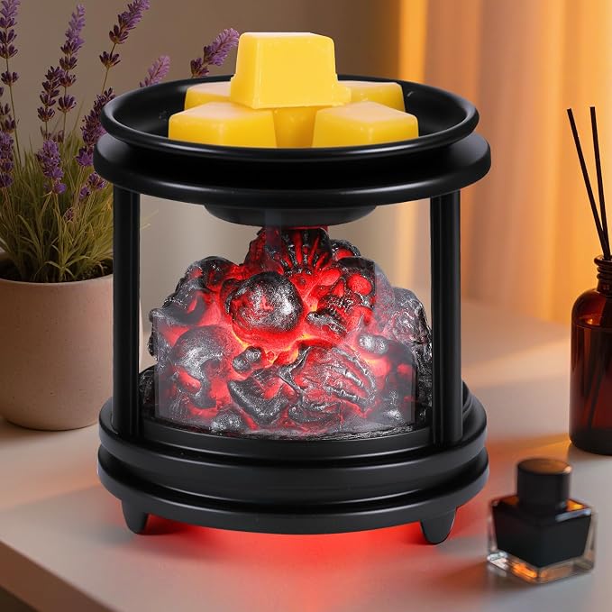 Wax Melt Warmer, Scentsy Wax Warmer for Scented Halloween Wax Burner Home - skull candle