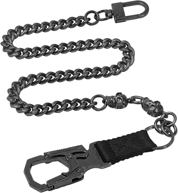 Ahiller Skull Wallet Chain Men, Punk Double Lock Biker Chain for Jeans - skull wallet