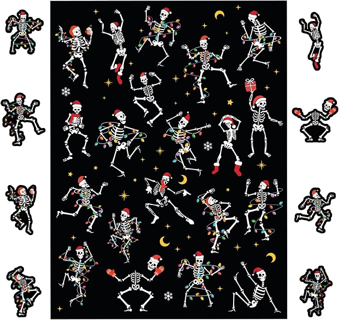 Whaline 400Pcs Christmas Skeleton Stickers Funny Dancing Skeleton Paper Decals Santa Hat Gothic Skull Self-Adhesive Stickers for Xmas Party Envelopes Scrapbook Gifts DIY Decor - skeleton