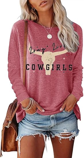 Long Sleeve Shirts for Women Vintage Nashville Music T Shirt - skull sweatshirts